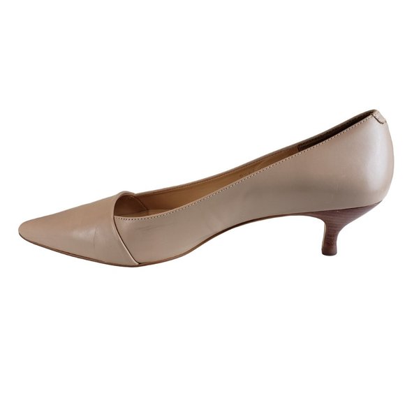 Talbots Leather Kitten Heel 9.5 AA Narrow Pumps Nude Neutral Color - Picture 6 of 11